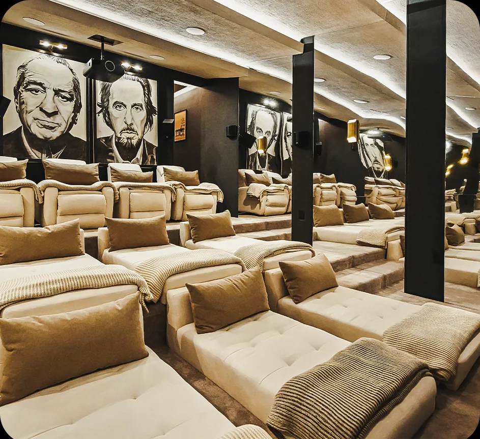 The private cinema with reclining seats