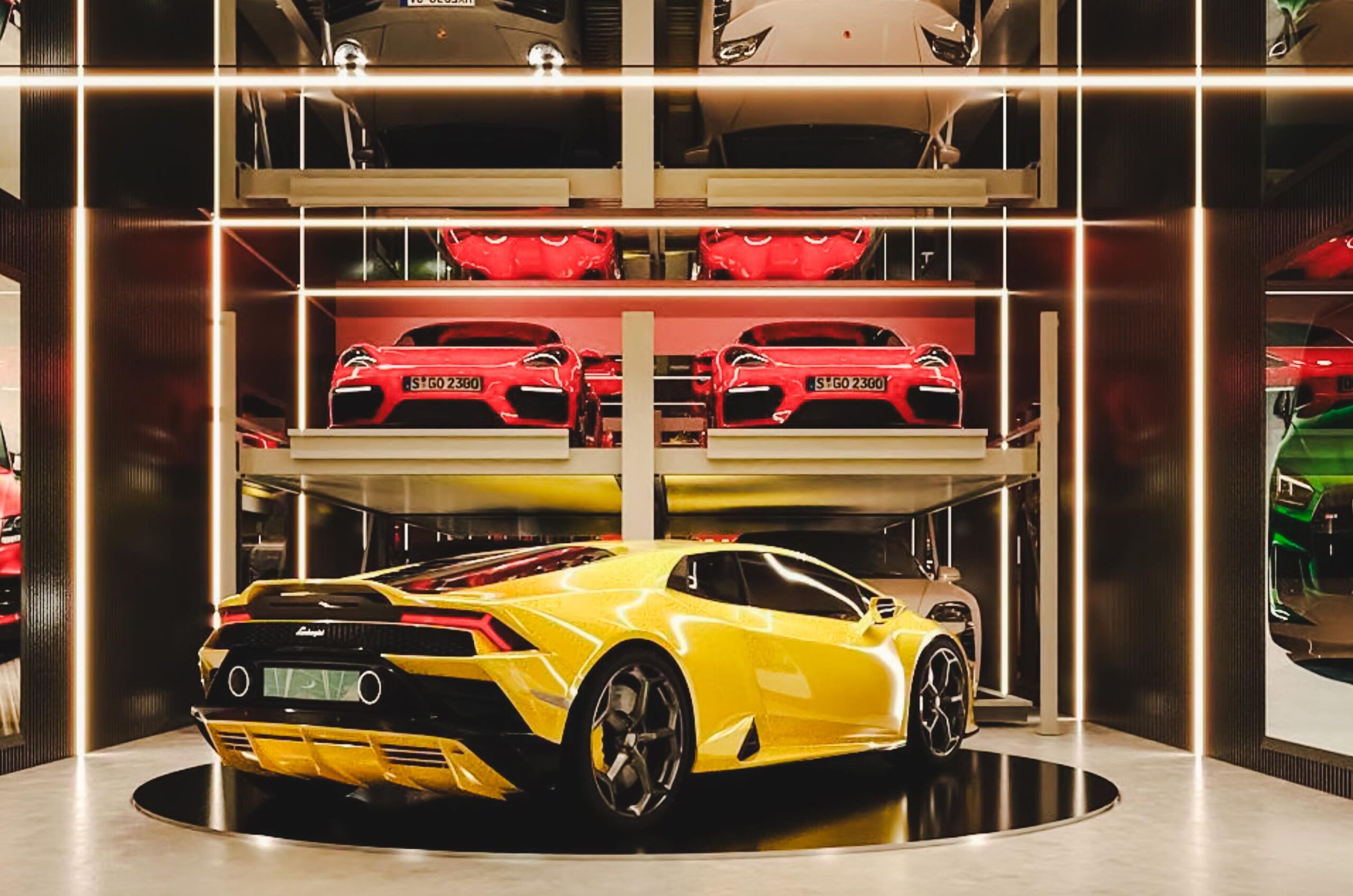 luxury cars in a room