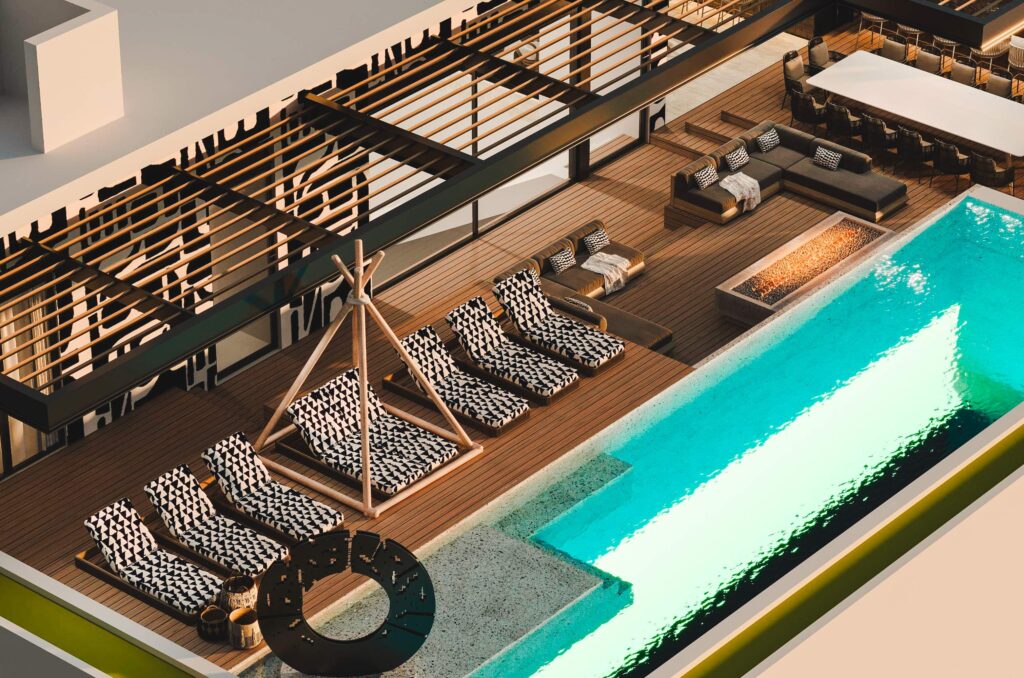 Upper view of pool area