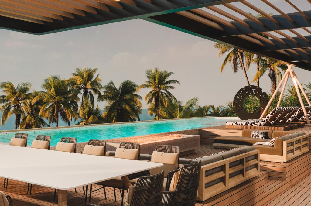 pool area with beautiful view