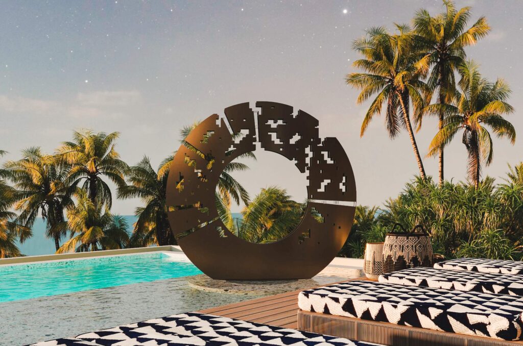Pool side view with The One Punta Minta logo
