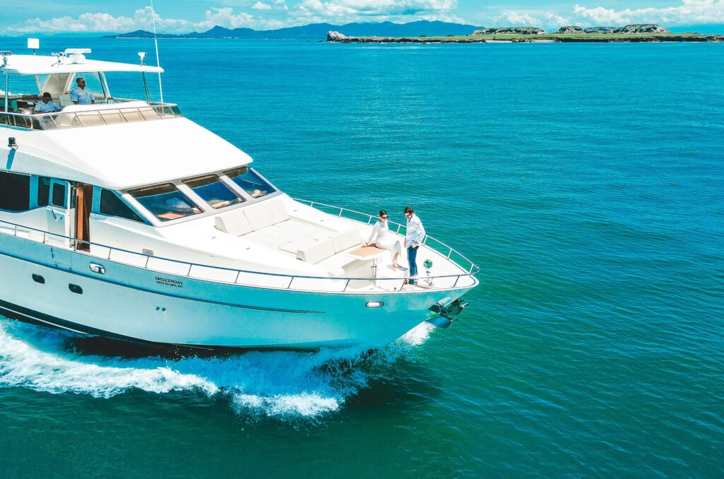 A couple on a Yacht enjoying